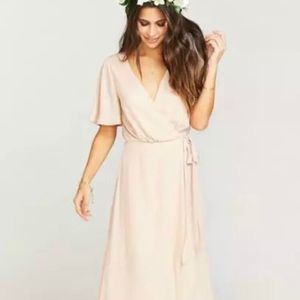 SHOW ME YOUR MUMU dress wrap maxi sophia dusty blush crisp pink flutter pink XS